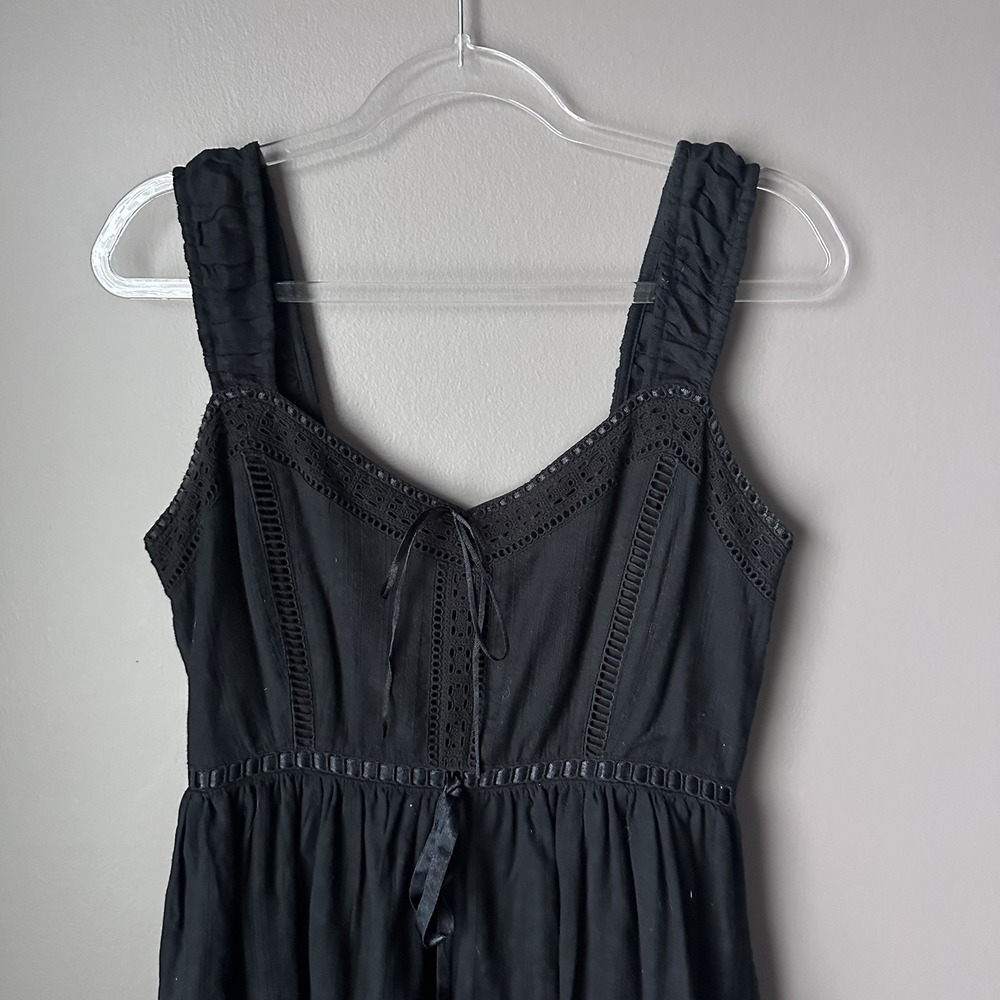 Reclaimed Vintage Prairie Cami Midi Dress Size 8 Black Goth Cottage Romantic - Picture 5 of 11